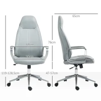 HOMCOM Bürostuhl Bürostuhl Höhenverstellbarer Stuhl mit Wippfunktion mit schwenkbaren Rollen 68 x 65 x 119-128,5 cm Grau(m-3)