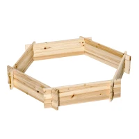 Outsunny Hochbeet sechseckig DIY Pflanzkübel Pflanzkasten aus Holz für Garten Balkon Natur 100 x 92 x 16 cm(m-12)