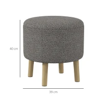 HOMCOM Round Linen-Look Storage Ottoman - Light Grey(m-3)