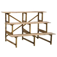 Outsunny Pflanzentreppe, Blumentreppe, Blumenregal, Pflanzregal, Blumenständer, 3 Stufen, Tannenholz, 120 x 80 x 78cm(m-12)