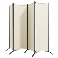 Outsunny Paravent 221 x 172 cm 4-Panel Outdoor-Paravent mit breiten Füßen aus 180 g/m² Polyesterstoff Creme(m-1)