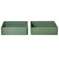 Outsunny Pflanzkasten, 2er-Set, Blumenkasten, offener Boden, Stahlrahmen, grün, (2 x) 100 x 100 x 30 cm(m-12)