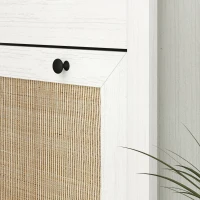 HOMCOM Schuhschrank Schuhregal Schrank 3 herausklappbare Türen mit Rattan-Geflecht - aus natürlichen Holz(m-4)