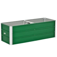 Outsunny Metall-Hochbeet, 2 separate Pflanzbereiche, offener Boden, einfacher Aufbau, 125 x 47 x 40cm, Grün(m-12)