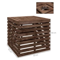 Outsunny Außenlagerbox 2 in 1 für Schirmständer, Terrassenbeistelltisch mit Sonnenschirmloch aus Holz(m-3)