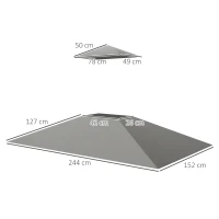 Outsunny Ersatzdach für Grillpavillon 2,4 x 1,5 m, Ersatzüberdachung für zweischichtige Grillüberdachung Hellgrau(m-3)