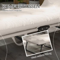 Outsunny Składany Leżak z 4-stopniową Regulacją Oparcia, Poduszką, Boczną Kieszenią, Zagłówkiem, 68 x 189 x 30 cm, Beżowy(m-7)