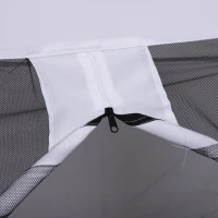 Outsunny Gartensofa Convertible 3-Sitzer Hochkomfort: Sitz- und Rückenmatratzen, zippbares integrales Moskitonetz mit Dach, Seitentasche, Metallrahmen Epoxid Polyester Weiß(m-4)