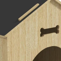 PawHut Innennische für Hunde Haus Innendesign aus Holz mit hohlen Knochenmustern Fenster 44 x 57 x 58 cm Eiche(m-5)