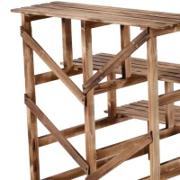 Outsunny Pflanzentreppe, Blumentreppe, Blumenregal, Pflanzregal, Blumenständer, 3 Stufen, Tannenholz, 80 x 80 x 78cm(m-7)