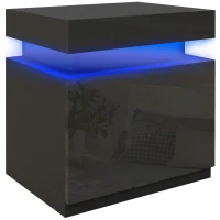 HOMCOM Nachttisch Nachttisch RGB-LED-Licht hochglänzende Frontplatte mit 2 Schubladen für Wohnzimmer Schlafzimmer Schwarz(m-6)