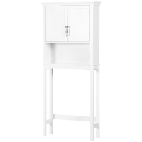 Kleankin Toilettenregal über der Toilette mit Doppeltürschrank, verstellbarem Regal und Nische, Abmessungen 71 x 20,5 x 165 cm, weiß