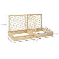 Outsunny Jardinière mit 3 anpassbaren Gittern, Außenblumenkasten aus Holz für Balkon Terrasse Patio, 222 x 114 x 109 cm, Naturholz(m-3)