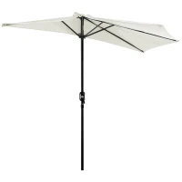 Outsunny Halber Sonnenschirm Ø 2,7 m Balkonsonnenschirm 5 Metallstreben Polyester Creme(m-6)
