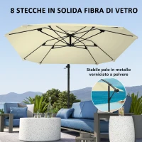 Outsunny Ombrellone a Sbalzo con Copertura Regolabile e Base a Croce, in Metallo e Poliestere, 260x304x245 cm, Crema(m-4)