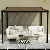 Outsunny Garten Pergola im Freien aus Aluminium 3 x 3 m mit wasserdichtem Polycarbonat-Dach und Abwassersystem, dunkelgrau(m-4)