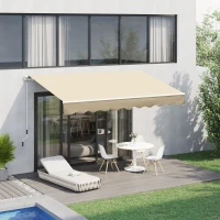 Outsunny Manuell ausziehbare Markise 295 x 245 cm mit Kurbel, UV-Schutz, Aluminiumrahmen, beige(m-2)