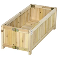 Outsunny Klappbares Hochbeet, Massivholz, Wetterbeständig, 70 cm x 30 cm x 25 cm, Natur(m-12)