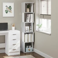 HOMCOM Bücherregal Moderne Design mit 5 Ebenen - Praktisches Regal für Zuhause oder Büro, weiß und grau(m-2)
