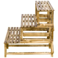 Outsunny Pflanzentreppe, Blumentreppe, Blumenregal, Pflanzregal, Blumenständer, 3 Stufen, Tannenholz, 100 x 80 x 78cm(m-10)