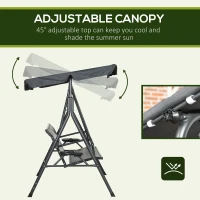 Outsunny Balansoar cu 3 Locuri, Balansoar de Gradina cu Copertina Ajustabila, Scaun din Ratan si Cadru de Otel(m-5)