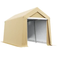 Outsunny Tragbares Gartenhaus Lagerzelt für den Außenbereich mit feuerverzinktem Stahlrahmen und großem Tor 2 x 3,6 m beige(m-6)