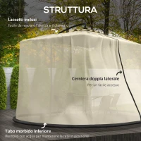 Outsunny Zanzariera per Ombrellone 3x2.3 m Regolabile a Rete Fitta con Apertura a Cerniera, Beige(m-4)