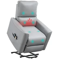 HOMCOM Elektrischer Aufstehsessel mit 8-Punkt-Massage und Heizung, Fernbedienung, Taschenfederung, Hellgrau(m-6)