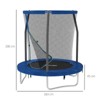 SPORTNOW Kindertrampolin, Gartentrampolin mit Sicherheitsnetz, Stahlkonstruktion Ø 183 x 200 cm, blau(m-3)