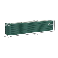 Outsunny Hochbeet erhöhtes Gartenbeet aus verzinktem Stahl Verstrebungen und Eckplatten offener Boden 240 x 40 x 45 cm grün(m-3)