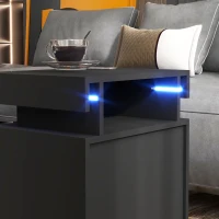 HOMCOM Nachttisch Nachttisch RGB-LED-Licht hochglänzende Frontplatte mit 2 Schubladen für Wohnzimmer Schlafzimmer Schwarz(m-5)