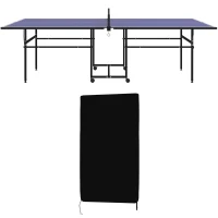 SPORTNOW Table de tennis de table ping-pong pliable + housse de protection pour l'intérieur et l'extérieur, bleu et noir(m-1)
