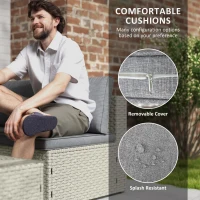 Outsunny Seven-Piece Modular Rattan Set - Light Brown(m-6)