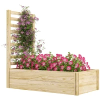 Outsunny Blumenkasten mit Rankgitter, Blumenkasten für den Garten, Maße 115L x 60B x 110H cm, Naturholz aus Tannenholz(m-6)