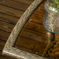 Outsunny Gartensofa 4-teilig Kolonialstil Glastisch Rattanimitat in Hellbraun mit inkl. Kissen(m-4)