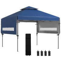 Outsunny Garten-Pop-Up-Pavillon Faltbar 5 x 3 m, Oxford-Gewebe mit 2 verstellbaren Seitenwänden, Transporttasche mit Rollen inklusive(m-1)