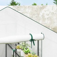 Outsunny Garten-Gewächshaus 3 m² mit 3 Ebenen, PE verstärkt 135 g/m² UV-beständig, rollbare Tür und Mesh-Fenster(m-5)