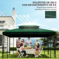 Outsunny Toldo de Recambio 4x3 m con Techo Doble Orificios de Drenaje y Protección UV Solo Toldo NO Incluye Marco Verde(m-6)