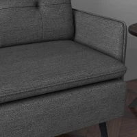 HOMCOM 2-Sitzer-Sofa im skandinavischen Design mit Leinenoptik und Paspeln 139 x 68 x 80 cm in Dunkelgrau(m-5)