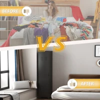 HOMCOM Kompakter Metallschrank im Industriestil mit 3 Regalen, 1 Stange 43B x 50T x 180H cm(m-4)