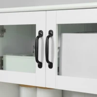 HOMCOM Buffetschrank Küche 2 Glastüren Regal Schublade und Doppeltürschrank 60 x 38 x 161 cm Weiß(m-5)