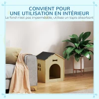 PawHut Innennische für Hunde Haus Innendesign aus Holz mit hohlen Knochenmustern Fenster 44 x 57 x 58 cm Eiche(m-4)
