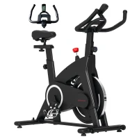 SPORTNOW Leises Fitness-Heimtrainerfahrrad mit verstellbarem Widerstand, Sattel und Lenker, LCD-Bildschirm, Tablettenhalterung, Schwarz(m-6)