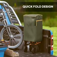 Outsunny Double Decker Folding Festival Trolley on Wheels, 200KG & 350L Capacity Collapsible Wagon Festival Trolley Cart with 134cm Extended for Camping Sports Shopping Garden and Beach, Grey(m-6)