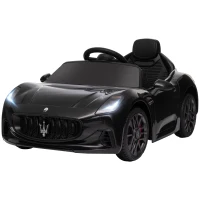 AIYAPLAY Elektroauto für Kinder im Maserati Gran Turismo Folgore-Lizenzfahrzeug, 12V mit Fernbedienung, von 3 bis 5 Jahren, Schwarz(m-1)