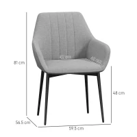 HOMCOM Dining Chairs Set of 4, Upholstered Linen Fabric Kitchen Chairs with Metal Legs for Living Room Dining Room, Light Grey(m-3)