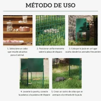 Outsunny Trampa para Animales Vivos con 2 Puertas Jaula de Captura Metálica con Asa para Conejos Visones Zorros Pequeños 80x25x30 cm Verde Oscuro(m-4)