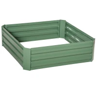 Outsunny Pflanzkasten, 2er-Set, Blumenkasten, offener Boden, Stahlrahmen, grün, (2 x) 100 x 100 x 30 cm(m-10)