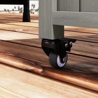 Outsunny Îlot de cuisine extérieur, chariot de barbecue avec armoire et étagères, chariot de cuisine en bois et acier inoxydable, avec roulettes, Gris(m-4)