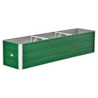 Outsunny Stahl-Hochbeet, 3 separate Pflanzbereiche, offener Boden, einfacher Aufbau, 183 x 47 x 40cm, Grün(m-11)